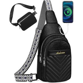 Awlcaw Crossbody bags for Women, Faux Leather Small Sling Bag Fashion Shoulder Waist Packs Purse and Fanny Packs Set, Pink