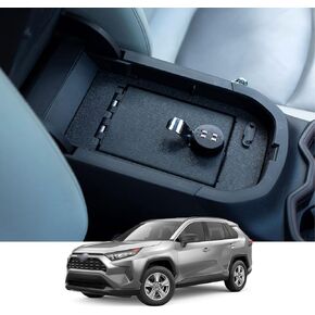 JIKE Center Console Gun Safe - Console Gun Vault Compatible with 2019-2023 Toyota RAV4, 4 Digit Lock.