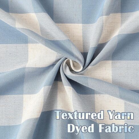 ستائر منقوشة شبه شفافة من الكتان باللون الأزرق الجاموس بطول 84 بوصة، ستائر جيب على شكل قضيب قطني للمزرعة لغرفة المعيشة وغرفة النوم، معالجة النوافذ الريفية، 40 بوصة عرض × 84 طول × 2، كتان أزرق مغبر in Kuwait