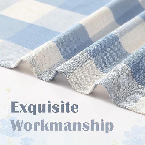 ستائر منقوشة شبه شفافة من الكتان باللون الأزرق الجاموس بطول 84 بوصة، ستائر جيب على شكل قضيب قطني للمزرعة لغرفة المعيشة وغرفة النوم، معالجة النوافذ الريفية، 40 بوصة عرض × 84 طول × 2، كتان أزرق مغبر in Kuwait