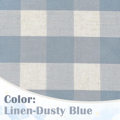 ستائر منقوشة شبه شفافة من الكتان باللون الأزرق الجاموس بطول 84 بوصة، ستائر جيب على شكل قضيب قطني للمزرعة لغرفة المعيشة وغرفة النوم، معالجة النوافذ الريفية، 40 بوصة عرض × 84 طول × 2، كتان أزرق مغبر in Kuwait