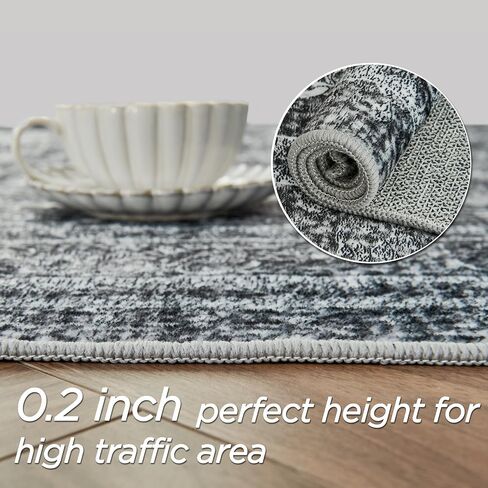 Andency 5x7 Area Rug for Living Room, Dark Grey Washable Vintage Boho Bedroom Rug, Non-Slip Stain Resistant Door Mat, Retro Printed Indoor Home Decor Rug for Dining Room Kitchen in Saudi Arabia