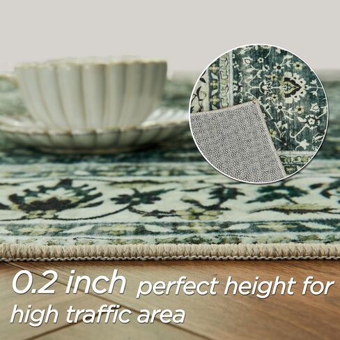 Andency 5x7 Area Rug for Living Room, Dark Grey Washable Vintage Boho Bedroom Rug, Non-Slip Stain Resistant Door Mat, Retro Printed Indoor Home Decor Rug for Dining Room Kitchen in Saudi Arabia
