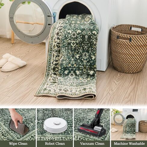 Andency 5x7 Area Rug for Living Room, Dark Grey Washable Vintage Boho Bedroom Rug, Non-Slip Stain Resistant Door Mat, Retro Printed Indoor Home Decor Rug for Dining Room Kitchen in Saudi Arabia
