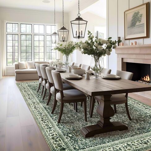 Andency 5x7 Area Rug for Living Room, Dark Grey Washable Vintage Boho Bedroom Rug, Non-Slip Stain Resistant Door Mat, Retro Printed Indoor Home Decor Rug for Dining Room Kitchen in Saudi Arabia