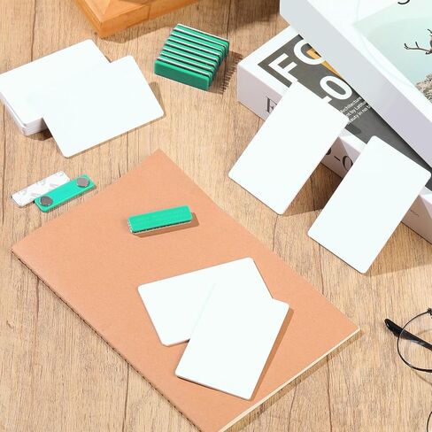 50 مجموعة من شارات الأسماء المغناطيسية وحوامل شارات الأسماء الفارغة الكبيرة التي يمكنك صنعها بنفسك مع علامة اسم بلاستيكية مغناطيسية لقمصان السترات المخصصة واللوازم المدرسية المكتبية (3.38 × 2.13 بوصة) in Kuwait
