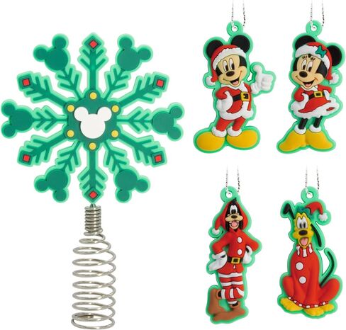 Hallmark Disney Mickey and Minnie Mouse 5 قطع علوية مصغرة لشجرة عيد الميلاد وزخارف صغيرة، مجموعة من 5 قطع، مقاومة للكسر in Saudi Arabia