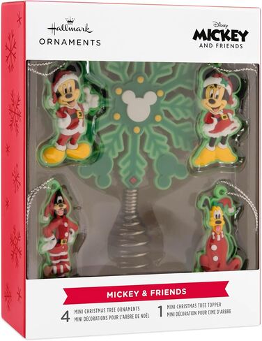 Hallmark Disney Mickey and Minnie Mouse 5 قطع علوية مصغرة لشجرة عيد الميلاد وزخارف صغيرة، مجموعة من 5 قطع، مقاومة للكسر in Saudi Arabia