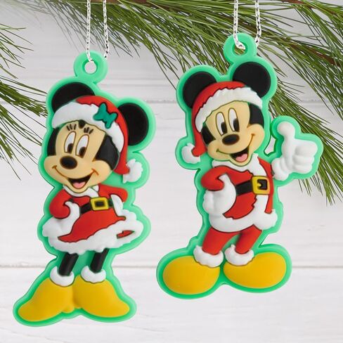 Hallmark Disney Mickey and Minnie Mouse 5 قطع علوية مصغرة لشجرة عيد الميلاد وزخارف صغيرة، مجموعة من 5 قطع، مقاومة للكسر in Saudi Arabia