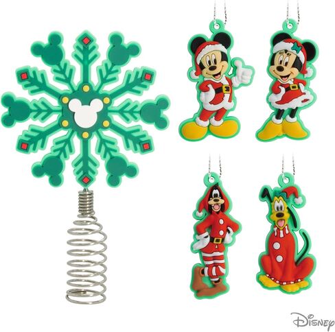 Hallmark Disney Mickey and Minnie Mouse 5 قطع علوية مصغرة لشجرة عيد الميلاد وزخارف صغيرة، مجموعة من 5 قطع، مقاومة للكسر in Saudi Arabia