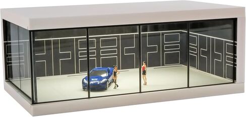Display Case for Hot Wheels & Matchbox Cars with USB Lights,1/64 Scale Diecast Model Car Storage Car Showroom Scene Diorama Parking Garage (Black) in Kuwait