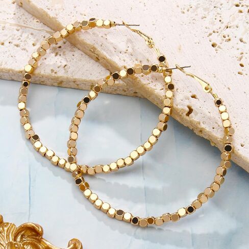 BERYOHZ Gold Hoop Dangle Earrings for Women Teen Girls, Dainty Circle Seed Beads Earrings for Women Jewelry Gifts in Kuwait