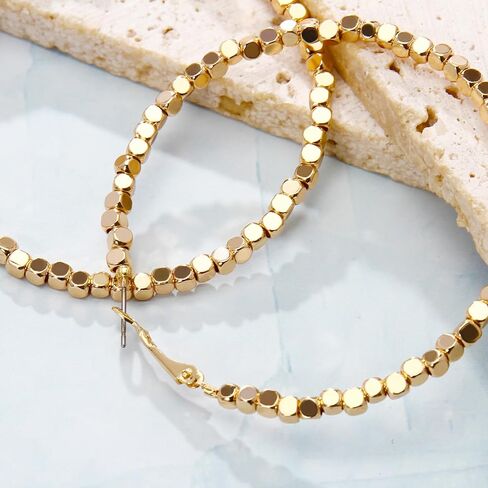 BERYOHZ Gold Hoop Dangle Earrings for Women Teen Girls, Dainty Circle Seed Beads Earrings for Women Jewelry Gifts in Kuwait