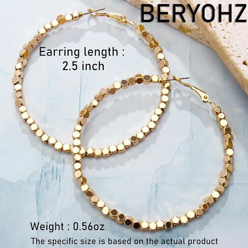 BERYOHZ Gold Hoop Dangle Earrings for Women Teen Girls, Dainty Circle Seed Beads Earrings for Women Jewelry Gifts in Kuwait