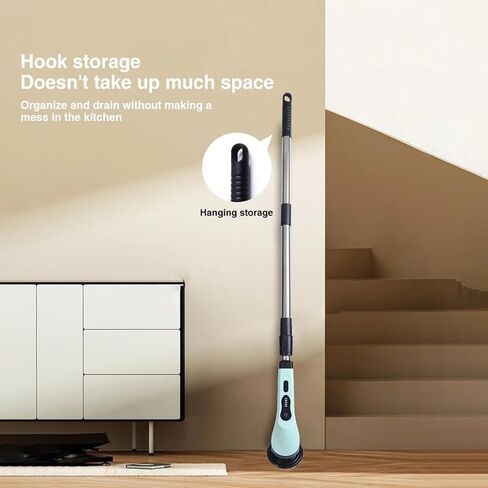 DFNLLPIT Electric Spin Scrubber,Cordless Cleaning Brush Scrubber for Home with 9 Replaceable Brush Heads, Power Cleaning Brush,2 Speeds Power Scrubber Brush,with Long Handle for Bathtub, Tile, Window in Saudi Arabia