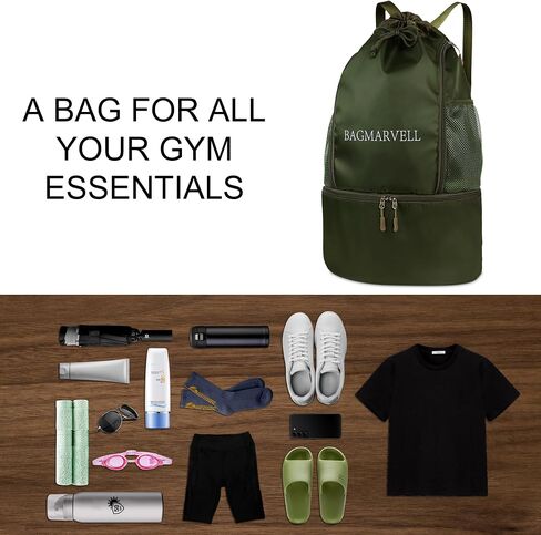 Sports Drawstring Backpack with Shoe Compartment Swimming Backpack Lightweight String Backpack for Beach in Saudi Arabia