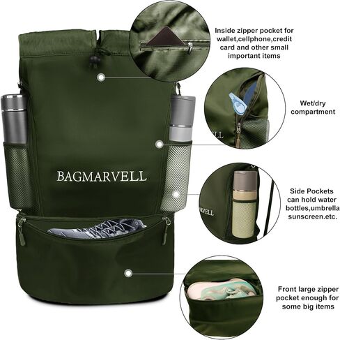 Sports Drawstring Backpack with Shoe Compartment Swimming Backpack Lightweight String Backpack for Beach in Saudi Arabia