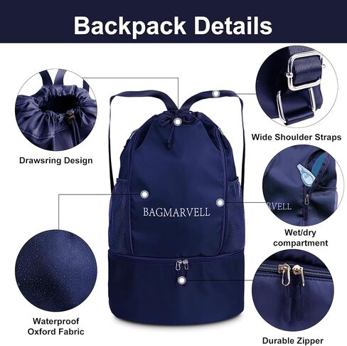 Sports Drawstring Backpack with Shoe Compartment Swimming Backpack Lightweight String Backpack for Beach in Saudi Arabia