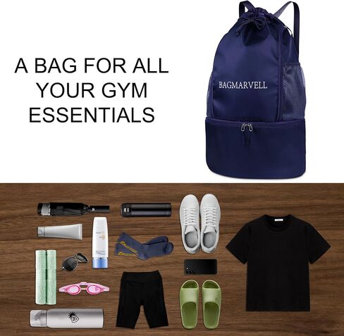 Sports Drawstring Backpack with Shoe Compartment Swimming Backpack Lightweight String Backpack for Beach in Saudi Arabia