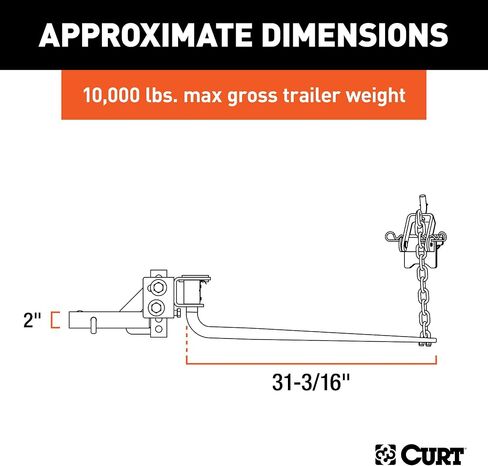 CURT 17051 Round Bar Weight Distribution Hitch with Integrated Lubrication, Up to 8K, 2-Inch Shank in Saudi Arabia