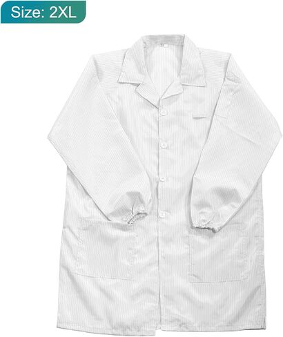MECCANIXITY ESD Lab Coat Anti Static Clothing Science Jacket with Cuff Lapel Collar Wear Uniform Work for Men Women (White, 2XL) in Saudi Arabia