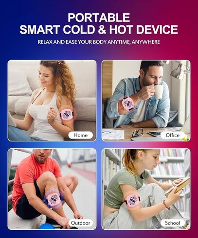 Raxwalker 2-in-1 Portable Electric Heating Pad Cooling Pad for Neck Back Pain Relief, Wireless Instant Hot & Cold Therapies Device Outdoor Exercise, Wearable Heated Pad for Women Period Cramps - Pink in Kuwait