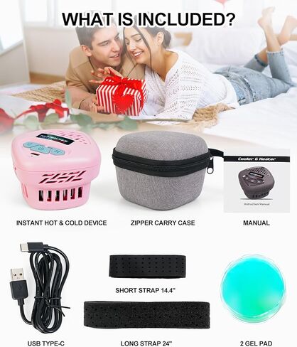 Raxwalker 2-in-1 Portable Electric Heating Pad Cooling Pad for Neck Back Pain Relief, Wireless Instant Hot & Cold Therapies Device Outdoor Exercise, Wearable Heated Pad for Women Period Cramps - Pink in Kuwait