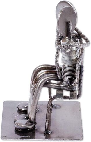 NOVICA Recycled Auto Parts Romantic Metal Sculpture, 4.7" Tall 'Park Bench Sweethearts' in Saudi Arabia