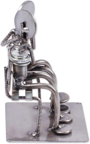 NOVICA Recycled Auto Parts Romantic Metal Sculpture, 4.7" Tall 'Park Bench Sweethearts' in Saudi Arabia