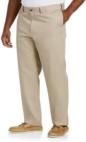 DXL Big + Tall Essentials Men's Big and Tall Flat-Front Twill Pants in Saudi Arabia