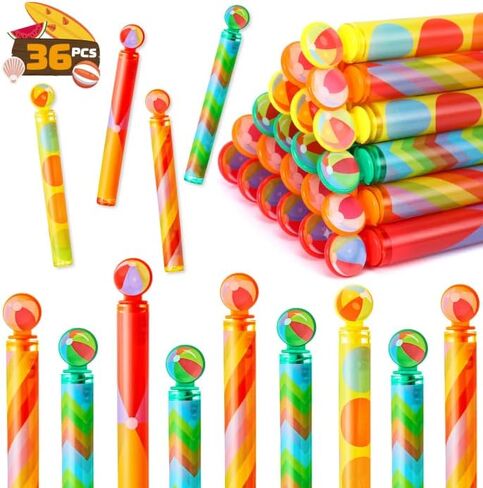 SCIONE 36 حزمة من عصا الفقاعات الصغيرة، هدايا حفلات فقاعات كرة الشاطئ للأطفال، حشوات حقيبة جودي، ألعاب صندوق الكنز لعصي الفقاعات الصيفية، جوائز الفصول الدراسية للأولاد والبنات in Kuwait