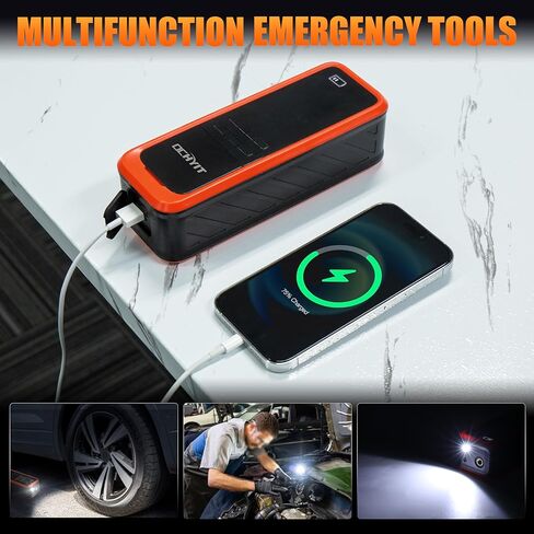 ضاغط هواء محمول منفاخ الإطارات، مضخة هواء لاسلكية محمولة بقوة 160 رطل لكل بوصة مربعة من OCHYIT مع 8000 مللي أمبير في الساعة و12 فولت تيار مستمر مضخة إطار إمداد طاقة مزدوجة للسيارة والدراجة النارية in Kuwait