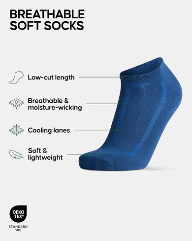 DANISH ENDURANCE 6-Pack Low-Cut Bamboo Viscose Ankle Socks for Men & Women in Kuwait