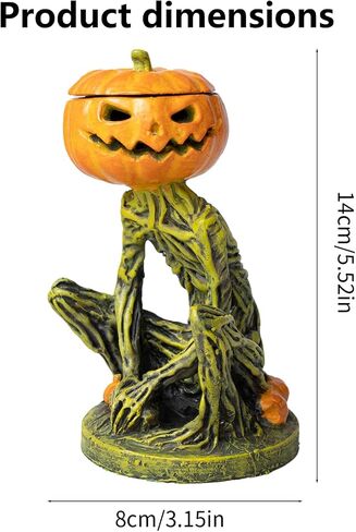Halloween Tree Man Pumpkin Candle Holder - 5.5 Inch Spooky Resin Jack O Lantern Statue for Halloween, Christmas, Party Decor in Saudi Arabia