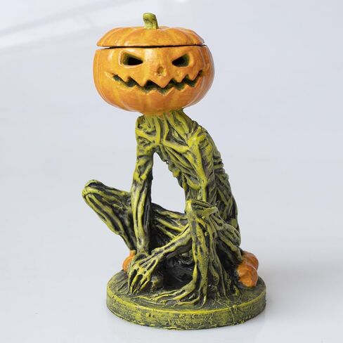 Halloween Tree Man Pumpkin Candle Holder - 5.5 Inch Spooky Resin Jack O Lantern Statue for Halloween, Christmas, Party Decor in Saudi Arabia