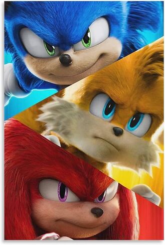 لوحات فنية جدارية من القماش الكرتوني Sonicds The Hedgehog 2 ملصق مطبوع على قماش Paitng ديكور جدران المطبخ المنزلي 12 × 18 بوصة (30 × 45 سم) in Saudi Arabia