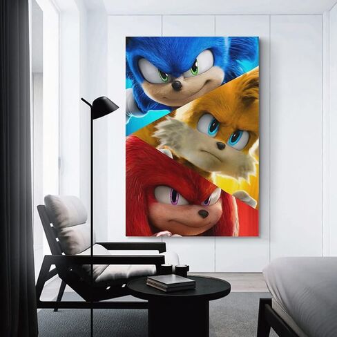لوحات فنية جدارية من القماش الكرتوني Sonicds The Hedgehog 2 ملصق مطبوع على قماش Paitng ديكور جدران المطبخ المنزلي 12 × 18 بوصة (30 × 45 سم) in Saudi Arabia
