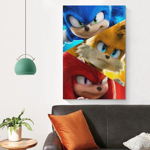 لوحات فنية جدارية من القماش الكرتوني Sonicds The Hedgehog 2 ملصق مطبوع على قماش Paitng ديكور جدران المطبخ المنزلي 12 × 18 بوصة (30 × 45 سم) in Saudi Arabia