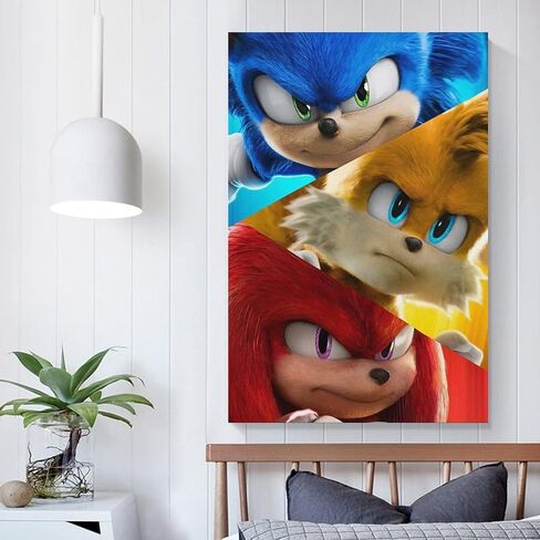 لوحات فنية جدارية من القماش الكرتوني Sonicds The Hedgehog 2 ملصق مطبوع على قماش Paitng ديكور جدران المطبخ المنزلي 12 × 18 بوصة (30 × 45 سم) in Saudi Arabia