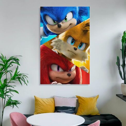 لوحات فنية جدارية من القماش الكرتوني Sonicds The Hedgehog 2 ملصق مطبوع على قماش Paitng ديكور جدران المطبخ المنزلي 12 × 18 بوصة (30 × 45 سم) in Saudi Arabia
