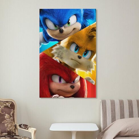 لوحات فنية جدارية من القماش الكرتوني Sonicds The Hedgehog 2 ملصق مطبوع على قماش Paitng ديكور جدران المطبخ المنزلي 12 × 18 بوصة (30 × 45 سم) in Saudi Arabia