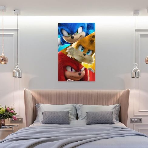 لوحات فنية جدارية من القماش الكرتوني Sonicds The Hedgehog 2 ملصق مطبوع على قماش Paitng ديكور جدران المطبخ المنزلي 12 × 18 بوصة (30 × 45 سم) in Saudi Arabia
