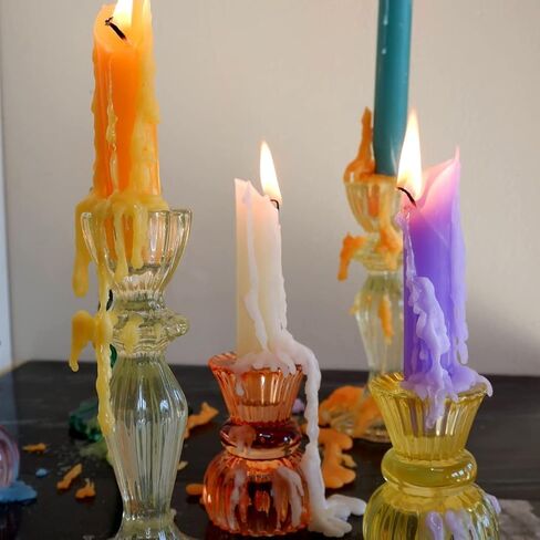 Candlestock Hippie Drippy Drip Candles - Pack of 6 Dripping Taper Candles - Wine Bottle Melting Candles (Ivory) in Saudi Arabia