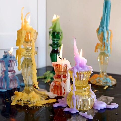 Candlestock Hippie Drippy Drip Candles - Pack of 6 Dripping Taper Candles - Wine Bottle Melting Candles (Ivory) in Saudi Arabia