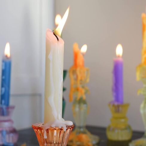 Candlestock Hippie Drippy Drip Candles - Pack of 6 Dripping Taper Candles - Wine Bottle Melting Candles (Ivory) in Saudi Arabia