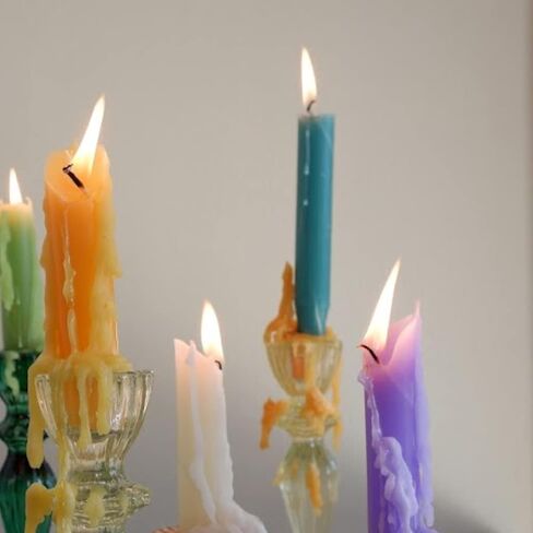 Candlestock Hippie Drippy Drip Candles - Pack of 6 Dripping Taper Candles - Wine Bottle Melting Candles (Ivory) in Saudi Arabia
