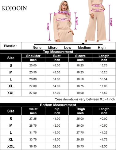 KOJOOIN Women’s Two Piece Outfits Long Sleeve Ribbed Top Wide Leg Pants Knit Sweatsuit Loungewear Sweatsuit Set Tracksuit in Saudi Arabia