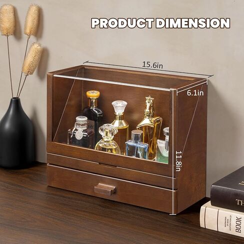 Miratino Cologne Organizer for Men, Wood Cologne Stand with Drawer, Large Capacity Perfume Organizer with Cologne Holder Display in Saudi Arabia