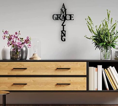 Put The Amazing Grace Wood Cross Decor Look My Crosses Wall Decor for Home Bedroom in Saudi Arabia