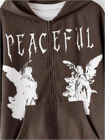 SOLY HUX Men's Graphic Zip Up Hoodies Jacket Angel Letter Print Long Sleeve Pocket Sweatshirt in Saudi Arabia